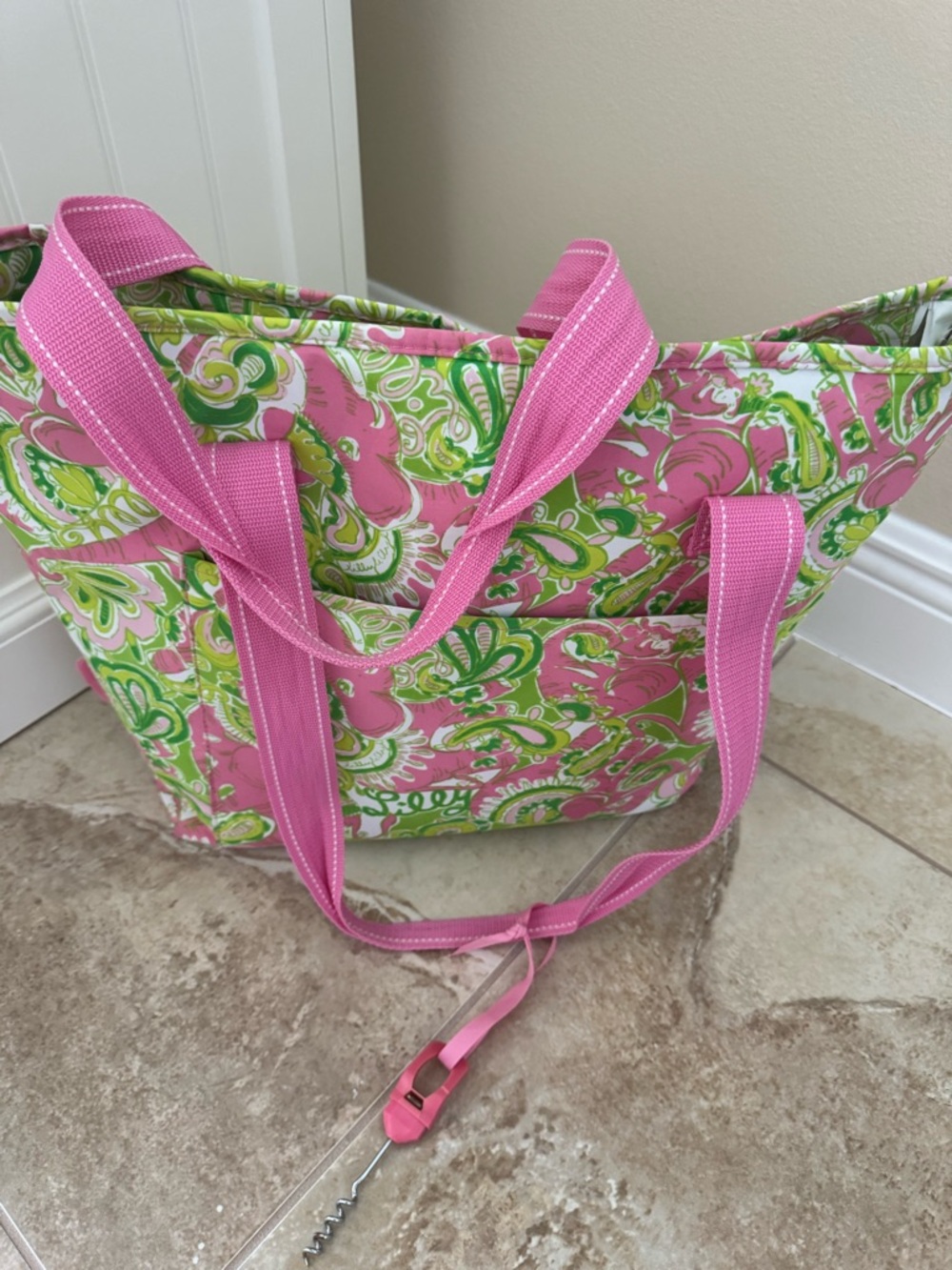 Lilly Pulitzer ~Chin Chin~ Cooler Tote Bag ~ Pink & Green